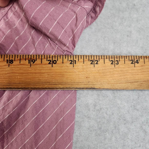 Columbia Womens Size XL Mauve Purple Stripe Short Sleeve Collared Button Shirt - Picture 6 of 10